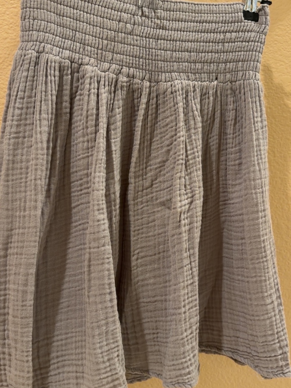 Michael Stars Havana Gauze Smocked Mini Skirt Cement Gray S